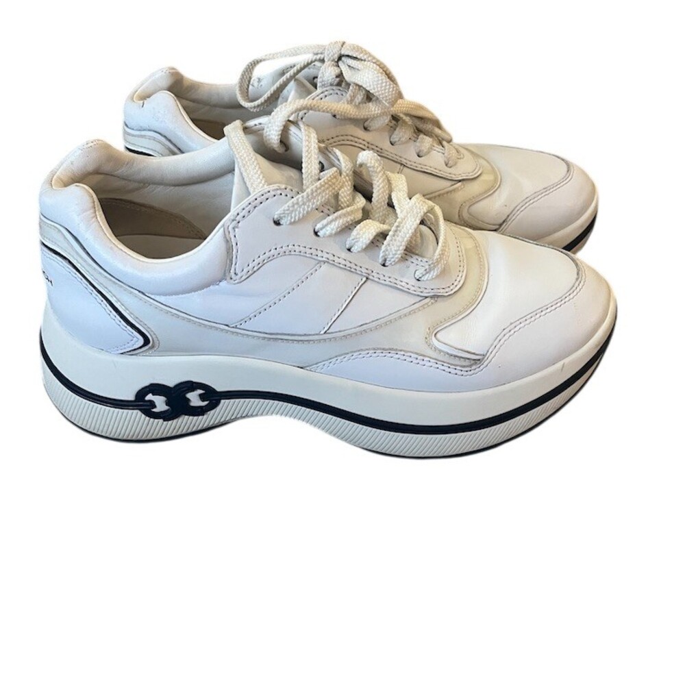 Tory Burch Gemini Link Platform Sneakers Womens Size 8 White Lace Up